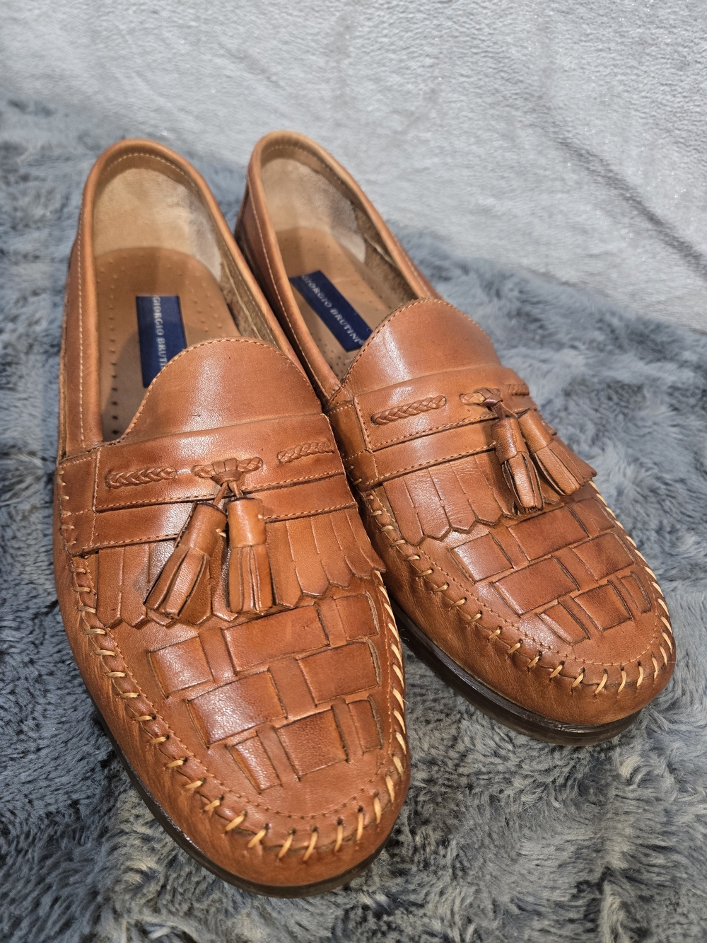Giorgio BRUTINI Sz 10.5M Men's Tan Tassel Leather Loafers